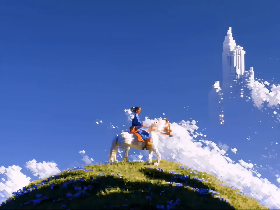 AI video · 360 degree orbital camera voxel art