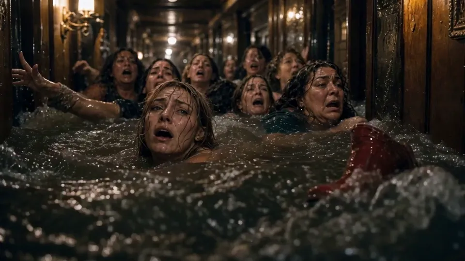 AI video · flooded corridor