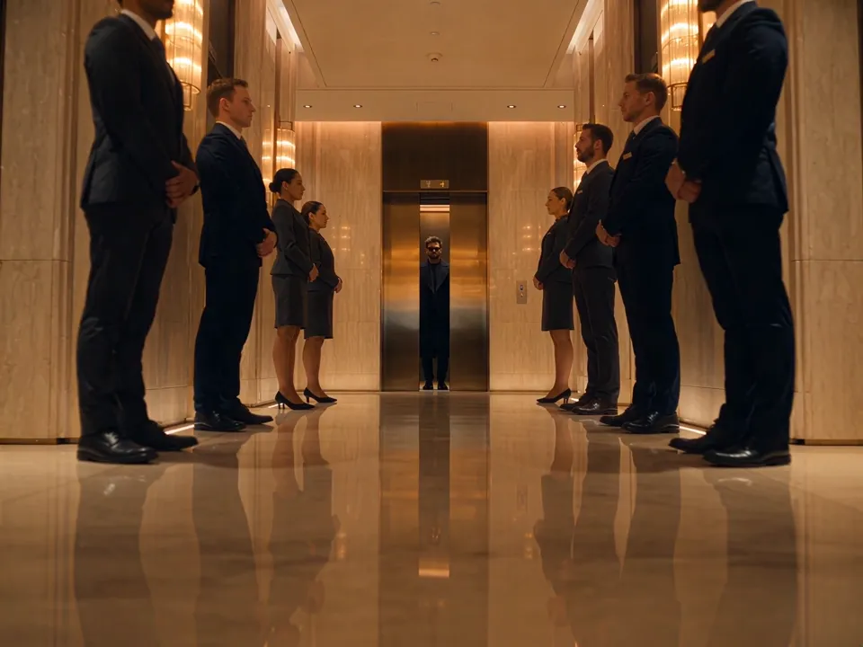 AI video · luxurious hotel arrival sequence