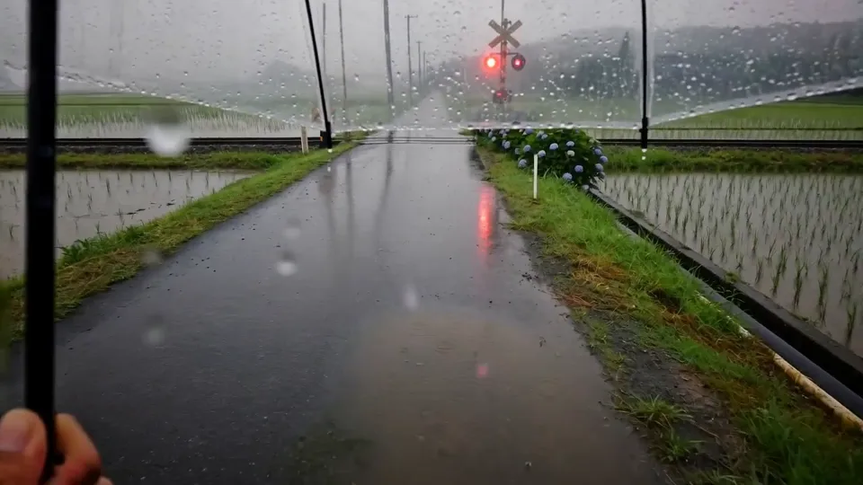 AI video · pov walking in rain