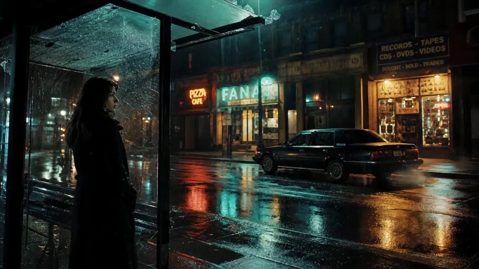 AI video · rainy neon thriller sequence