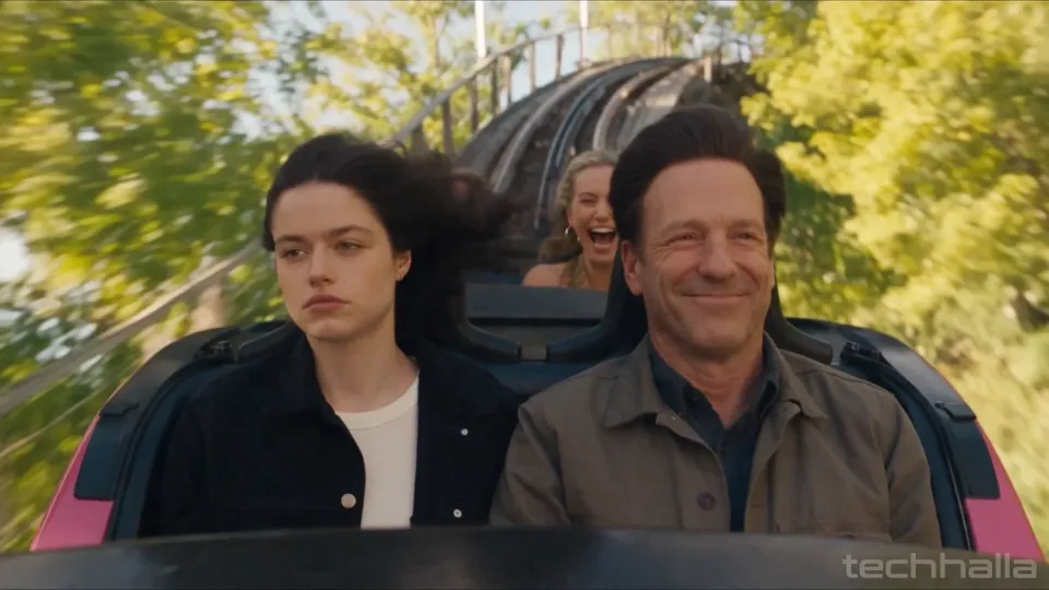 AI video · roller coaster wig mishap cinematic scene