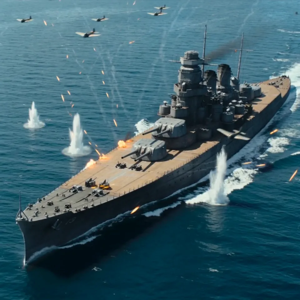 AI video · sinking of the battleship yamato