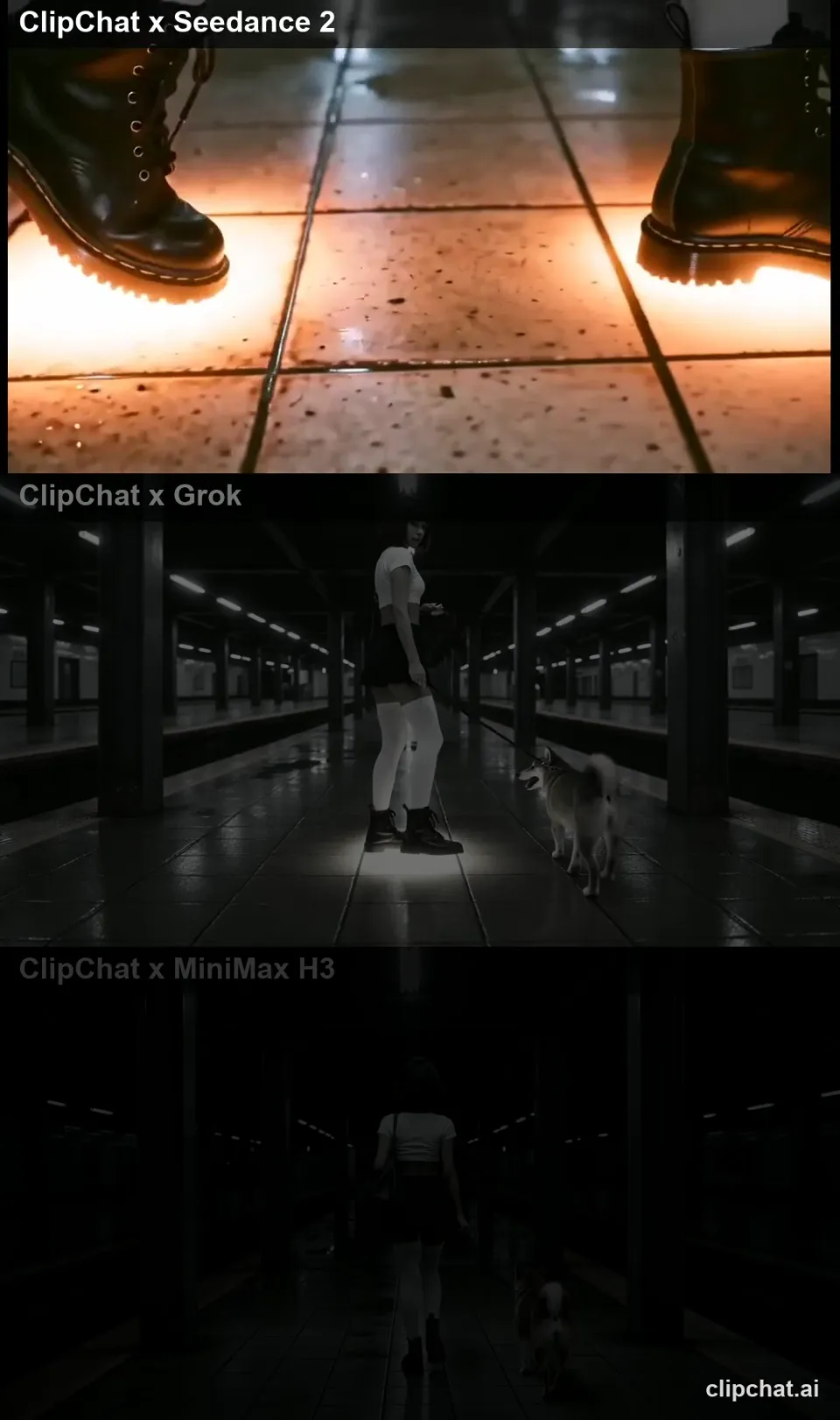 AI video · Subway Platform Glowing Footsteps Video