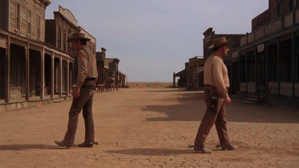 AI video · vintage western comedic duel